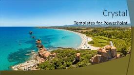  Presentation with beach rocks - PPT theme featuring aerial-drone-panoramic-view background and a light blue colored foreground