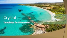  Presentation with beach rocks - Presentation with aerial-drone-panoramic-view background and a teal colored foreground