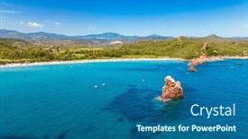  Presentation with beach rocks - Presentation design with aerial-drone-panoramic-view and a ocean colored foreground