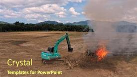  Presentation with deforestation - Cool new PPT layouts with aerial-drone-photo-of-logging backdrop and a tawny brown colored foreground