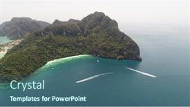  Presentation with monkey - Colorful presentation theme enhanced with aerial drone photo of yong kasem bay called monkey beach part of iconic tropical phi phi island thailand backdrop and a ocean colored foreground