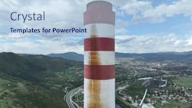  Presentation with coal power plant - PPT theme enhanced with aerial-drone-shot-of-coal background and a light blue colored foreground