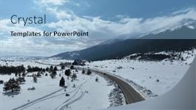  Presentation with wilderness - PPT layouts having aerial-drone-shot-over-leafless background and a light blue colored foreground