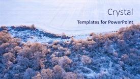  Presentation with winter forest - Presentation theme consisting of aerial-drone-top-down-fly background and a sky blue colored foreground