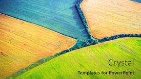  Presentation with rapeseed - Amazing slide deck having aerial-drone-top-view-fields backdrop and a gold colored foreground