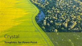  Presentation with green lines - Presentation theme featuring aerial-drone-top-view background and a gold colored foreground