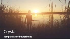  Presentation with woman sport - Colorful slide deck enhanced with aerial-drone-view-flight-over backdrop and a tawny brown colored foreground