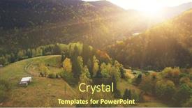  Presentation with mountain view - Colorful PPT theme enhanced with aerial-drone-view-flight-over backdrop and a tawny brown colored foreground