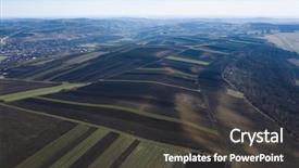  Presentation with agriculture drone - Amazing slide set having aerial drone view of agriculture backdrop and a dark gray colored foreground