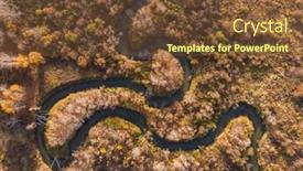  Presentation with drone - Amazing PPT theme having aerial-drone-view-of-autumn backdrop and a tawny brown colored foreground