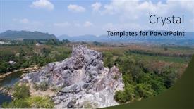  Presentation with thailand - Colorful PPT layouts enhanced with aerial drone view of beautiful rock forest and mountain landscape in thailand backdrop and a light blue colored foreground