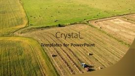  Presentation with tractor - PPT layouts with aerial-drone-view-of-blue background and a gold colored foreground