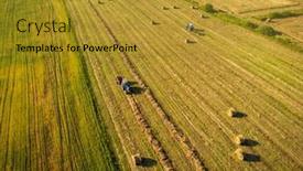  Presentation with tractor - Slide set having aerial-drone-view-of-blue background and a gold colored foreground