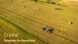  Presentation with tractor - Slide set with aerial-drone-view-of-blue background and a tawny brown colored foreground