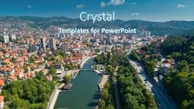  Presentation with drone - Presentation theme featuring aerial-drone-view-of-city background and a ocean colored foreground