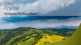  Presentation with farmlands - Beautiful presentation theme featuring aerial-drone-view-of-endless backdrop and a light blue colored foreground