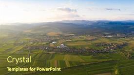  Presentation with farmlands - Cool new theme with aerial-drone-view-of-endless backdrop and a tawny brown colored foreground