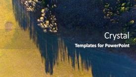  Presentation with fall mountains - Presentation theme consisting of aerial-drone-view-of-fall background and a navy blue colored foreground