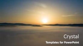  Presentation with golden light - Slide set enhanced with aerial drone view of foggy sunrise over hills and mountains in transylvania - golden sun light with beams and shadows background and a tawny brown colored foreground