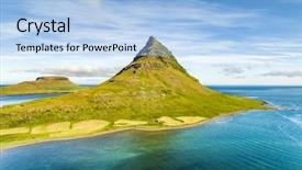  Presentation with mountain top - PPT theme with aerial drone view of iceland background and a light blue colored foreground