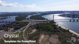  Presentation with drone - Slide set enhanced with aerial-drone-view-of-kiev background and a dark gray colored foreground