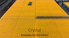  Presentation with greenhouse - Presentation theme enhanced with aerial-drone-view-of-massive background and a gold colored foreground
