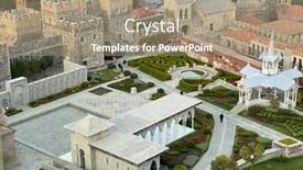  Presentation with drone - Presentation design with aerial-drone-view-of-medieval background and a coral colored foreground