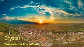  Presentation with drone - Presentation theme consisting of aerial-drone-view-of-podolinec background and a tawny brown colored foreground