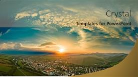  Presentation with drone - Theme having aerial-drone-view-of-podolinec background and a mint green colored foreground