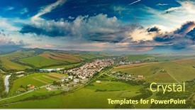  Presentation with drone - PPT layouts enhanced with aerial-drone-view-of-podolinec background and a tawny brown colored foreground