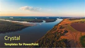  Presentation with bird eye view - Beautiful presentation theme featuring aerial-drone-view-of-river backdrop and a wine colored foreground