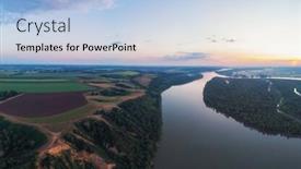  Presentation with bird eye view - Presentation with aerial-drone-view-of-river background and a light blue colored foreground
