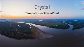  Presentation with bird eye view - Slides featuring aerial-drone-view-of-river background and a light blue colored foreground