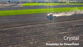  Presentation with agriculture drone - Theme enhanced with aerial-drone-view-of-tractor background and a dark gray colored foreground