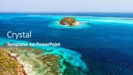  Presentation with drone - Amazing slide set having aerial-drone-view-of-tropical backdrop and a ocean colored foreground