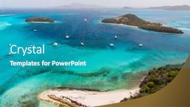 Presentation with caribbean - Colorful PPT theme enhanced with aerial-drone-view-of-tropical backdrop and a teal colored foreground