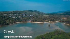  Presentation with drone - Cool new slides with aerial-drone-view-of-tropical backdrop and a ocean colored foreground