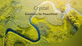  Presentation with earth eye - Audience pleasing theme consisting of aerial-drone-view-of-winding backdrop and a yellow colored foreground