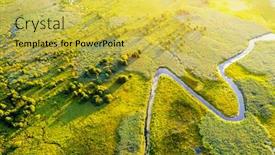  Presentation with earth eye - PPT layouts featuring aerial-drone-view-of-winding background and a yellow colored foreground