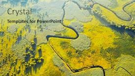  Presentation with earth eye - Cool new slides with aerial-drone-view-of-winding backdrop and a mint green colored foreground