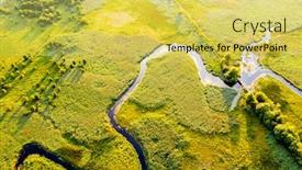 Presentation with earth eye - Cool new PPT layouts with aerial-drone-view-of-winding backdrop and a yellow colored foreground