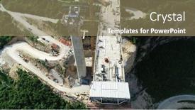  Presentation with highway construction - PPT layouts enhanced with aerial-drone-view-on-highway background and a coral colored foreground