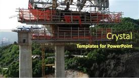  Presentation with highway construction - PPT theme with aerial-drone-view-on-highway background and a tawny brown colored foreground