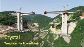  Presentation with highway construction - Presentation theme having aerial-drone-view-on-highway background and a tawny brown colored foreground