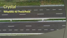  Presentation with highway construction - Theme consisting of aerial-drone-view-on-highway background and a tawny brown colored foreground