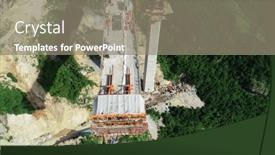  Presentation with highway construction - PPT theme having aerial-drone-view-on-highway background and a gray colored foreground