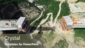  Presentation with highway construction - PPT theme with aerial-drone-view-on-highway background and a violet colored foreground