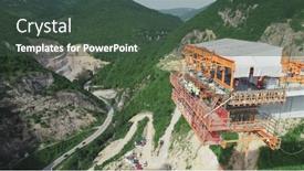  Presentation with highway construction - Presentation theme having aerial-drone-view-on-highway background and a tawny brown colored foreground