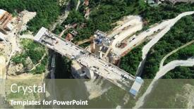  Presentation with highway construction - Presentation theme featuring aerial-drone-view-on-highway background and a seafoam green colored foreground