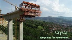  Presentation with highway construction - Presentation having aerial-drone-view-on-highway background and a tawny brown colored foreground